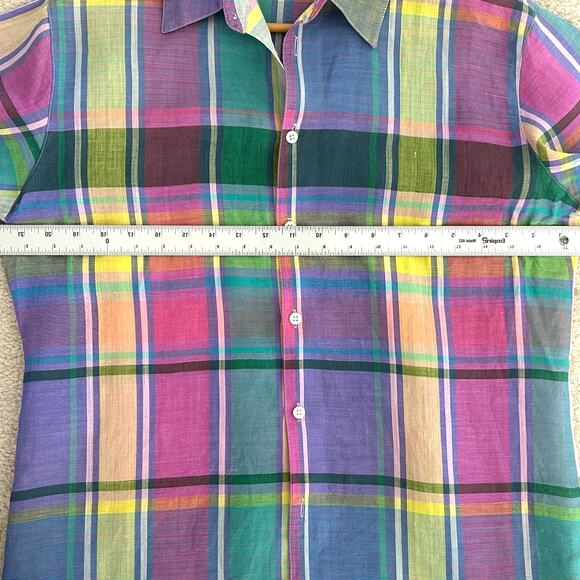 Women's Linen Button Up Shirt Sz. 12 / Large Preppy Classic Country Ranch - Picture 9 of 9